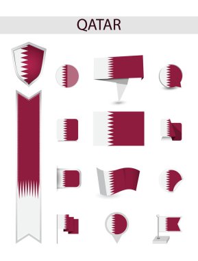Qatar Flat Flag Collection. Flat flags vector illustration. clipart