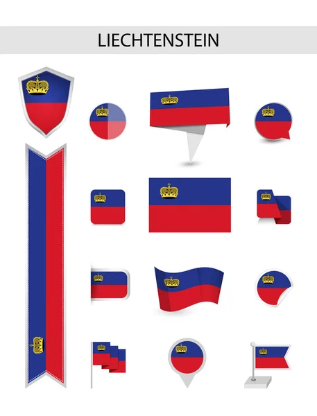 Liechtenstein Flat Flag Collection Flat Flags Vector Illustration — Stock Vector