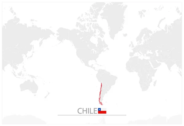 Mapa Mundial Com Identificação Chile Mapa Chile Mapa Mundo Centrado —  Vetores de Stock