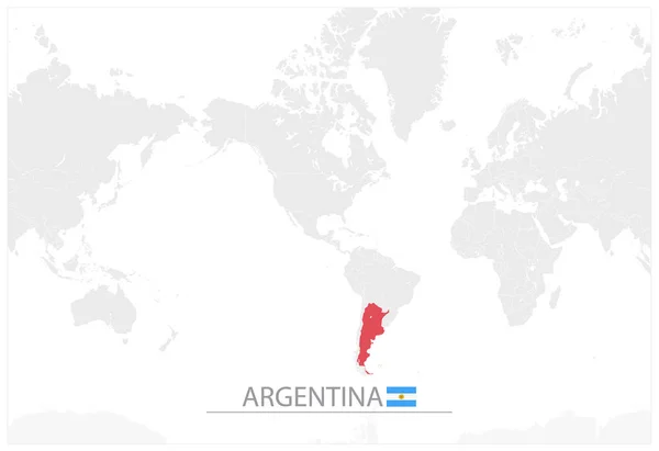 Mapa Świata Identyfikacji Argentyny Mapa Argentyny Ameryce Wyśrodkowany Mapa Świata — Wektor stockowy
