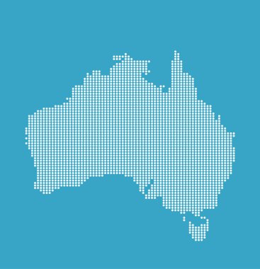 Noktalı Avustralya harita illüstrasyon. Vektör.