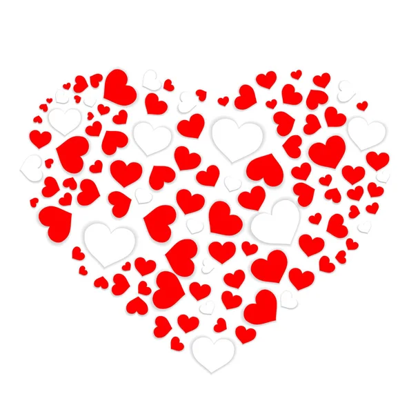 Forma Coração Com Corações Vermelhos Brancos Ilustração Vetorial — Vetor de Stock