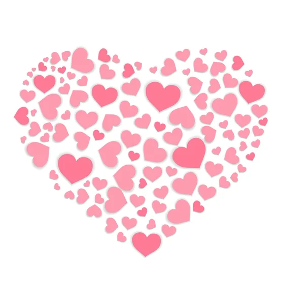 Forma Coração Com Corações Cor Rosa Dentro Ilustração Vetorial — Vetor de Stock