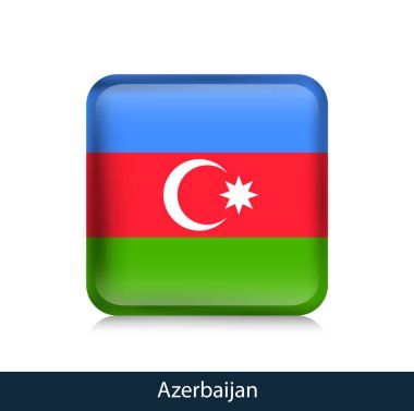 Azerbaycan bayrağı. Kare parlak rozet