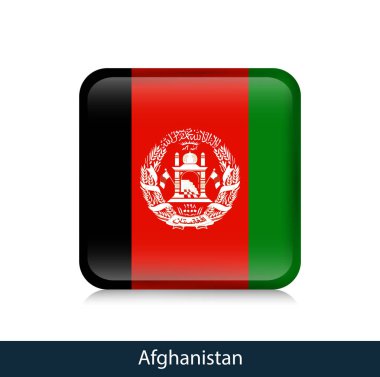 Afganistan bayrağı. Kare parlak rozet