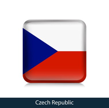 Çek Cumhuriyeti bayrağı. Kare parlak rozet