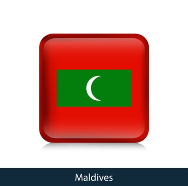 Bayrak Maldivler - parlak rozet kare