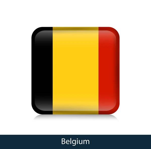 Drapeau de Belgique. Badge carré brillant — Image vectorielle