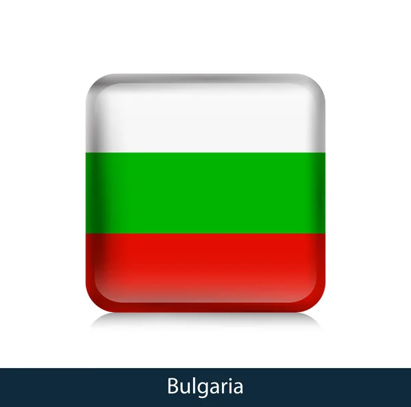 Drapeau de Bulgarie - Badge carré brillant — Image vectorielle