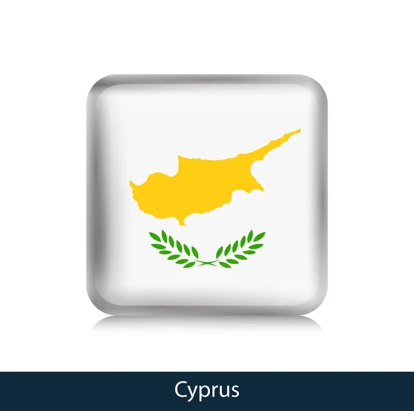 Ciprus zászlaja. Négyzet alakú fényes jelvény — Stock Vector