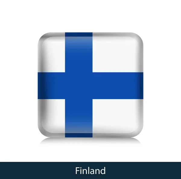 Drapeau de Finlande. Badge carré brillant — Image vectorielle