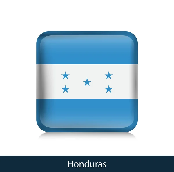 Bayrak Honduras - parlak rozet kare — Stok Vektör