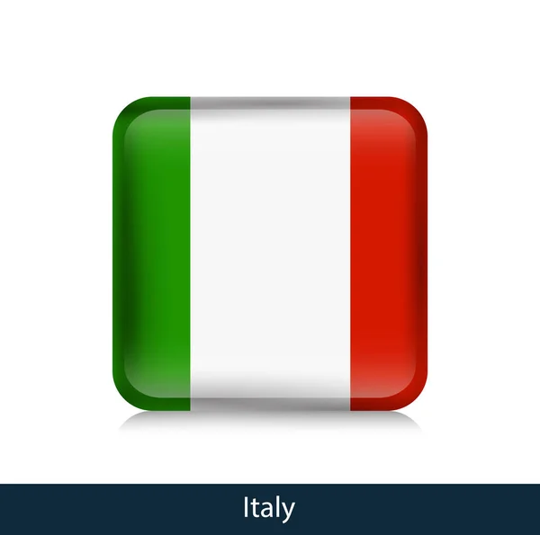 Drapeau d'Italie. Badge carré brillant — Image vectorielle