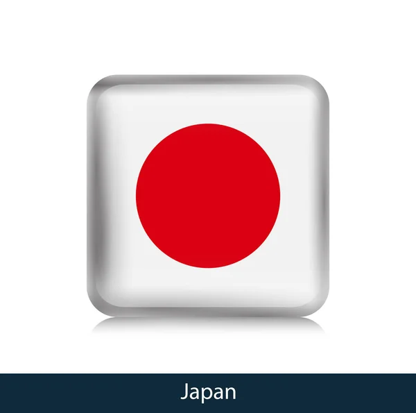 Σημαία της Ιαπωνίας. Πλατεία γυαλιστερό σήμα — Διανυσματικό Αρχείο