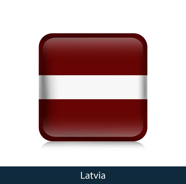 A Lettország lobogója. Négyzet alakú fényes jelvény — Stock Vector