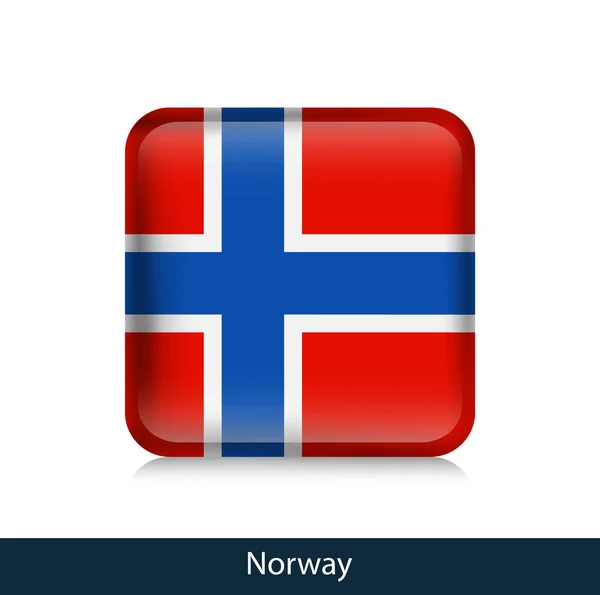 Noruega - Distintivo brilhante quadrado —  Vetores de Stock