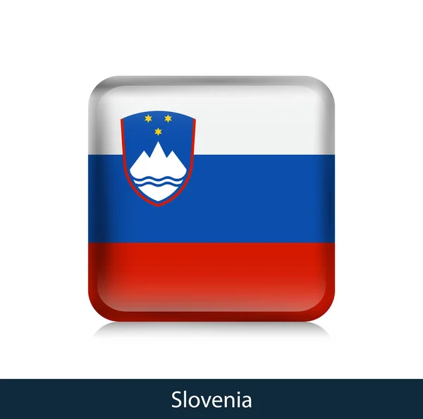 Slovénie - Badge carré brillant — Image vectorielle