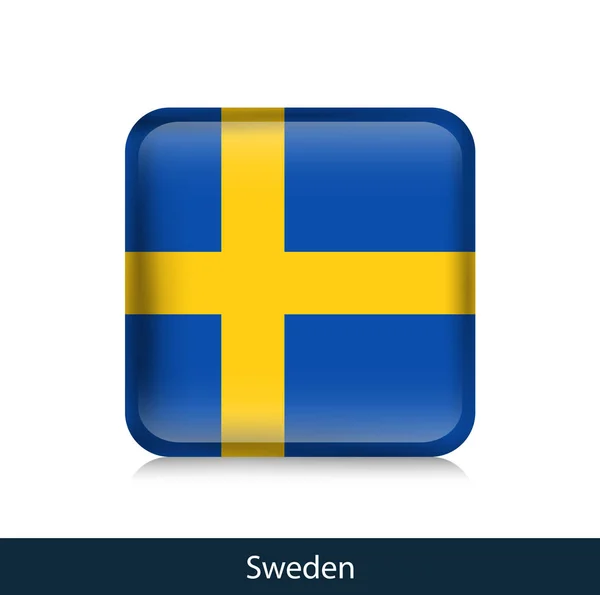 Sverige - Square glansigt badge — Stock vektor