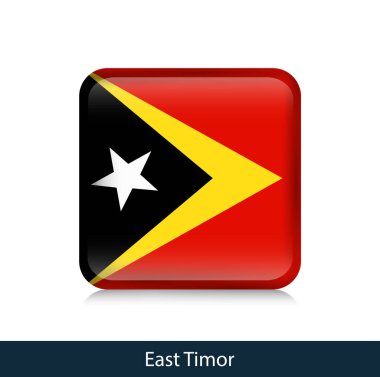 Bayrak Doğu Timor - parlak rozet kare