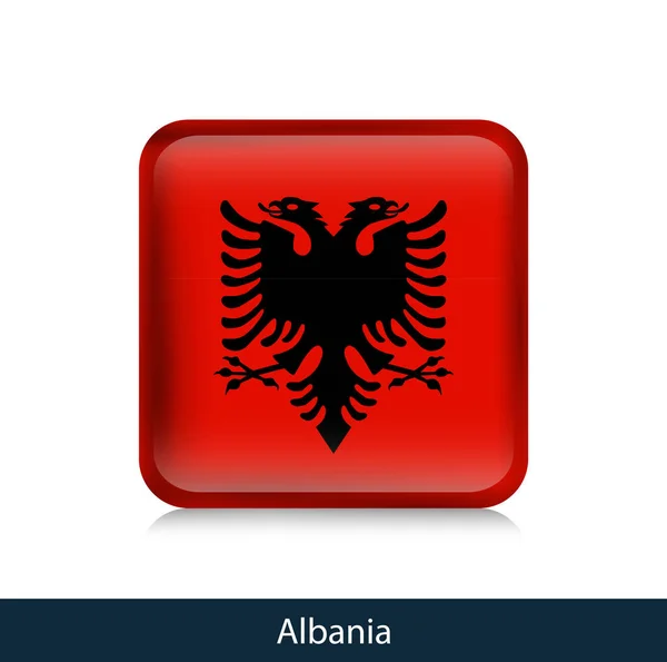 Bandiera Albania - Quadrato distintivo lucido — Vettoriale Stock