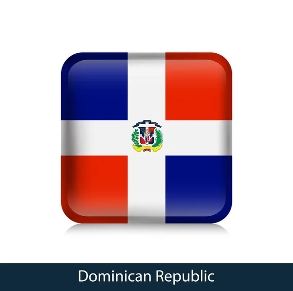 Bandera de República Dominicana - Placa cuadrada brillante — Archivo Imágenes Vectoriales