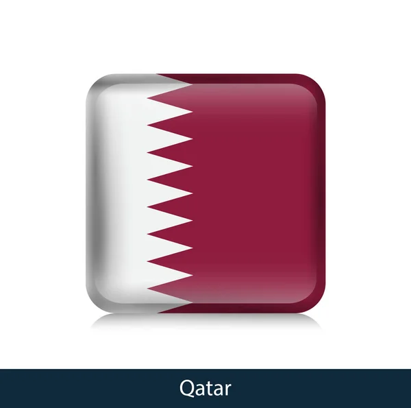 Drapeau du Qatar - Badge carré brillant — Image vectorielle