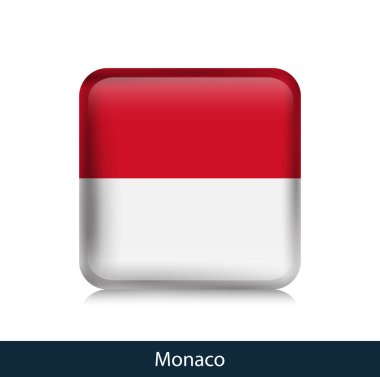 Bayrak Monako - parlak rozet kare