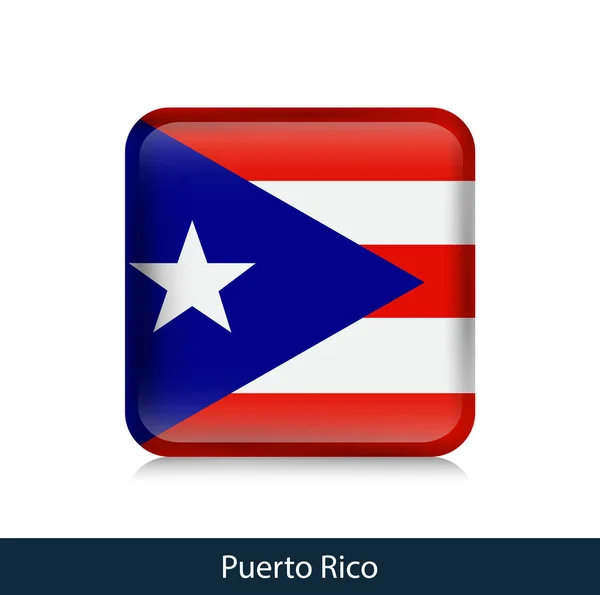 Bandera de Puerto Rico - Insignia cuadrada brillante — Archivo Imágenes Vectoriales