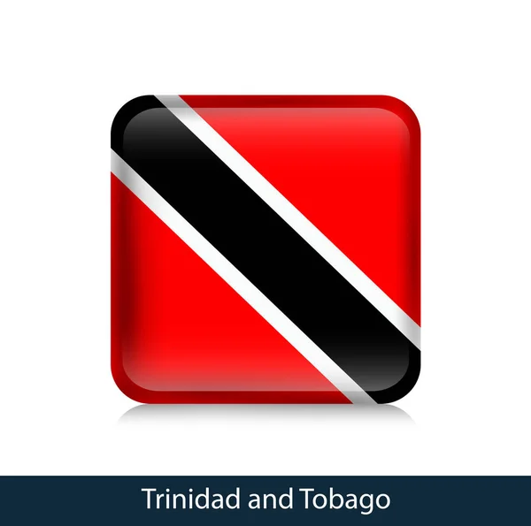 Bandera de Trinidad y Tobago - Insignia cuadrada brillante — Vector de stock