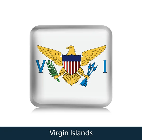 Флаг Виргинских островов - квадратный глянцевый знак — стоковый вектор