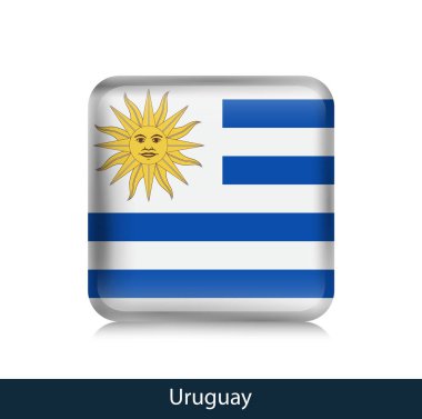 Bayrak Uruguay - parlak rozet kare