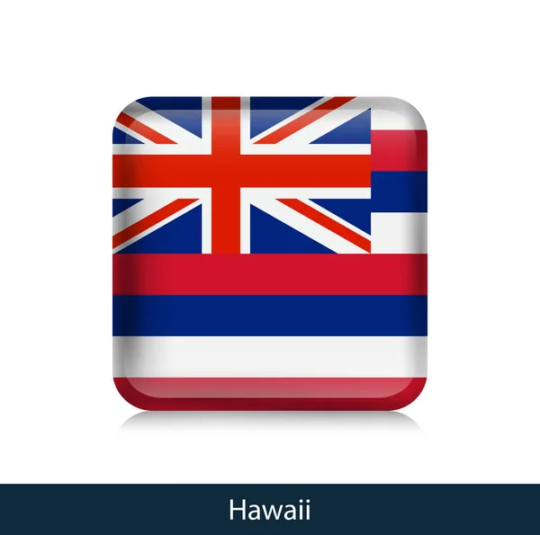 Bandera de Hawaii - Insignia cuadrada brillante — Archivo Imágenes Vectoriales