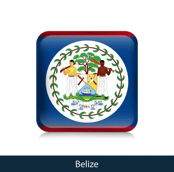 Bandiera del Belize - Distintivo quadrato lucido — Vettoriale Stock