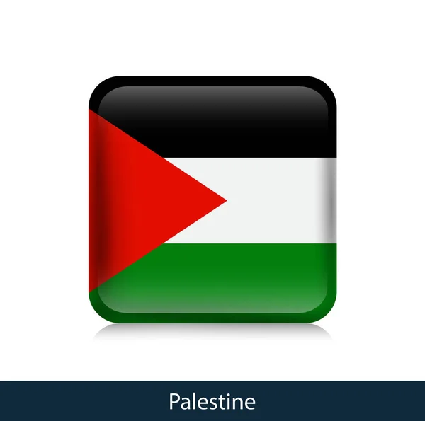 Drapeau de Palestine - Badge carré brillant — Image vectorielle