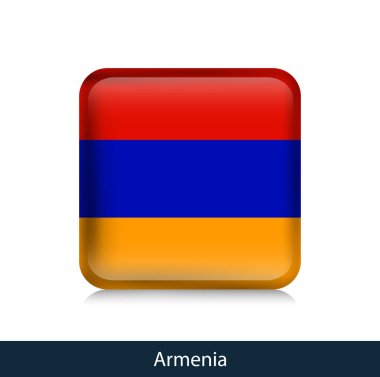 Bayrak Ermenistan - parlak rozet kare