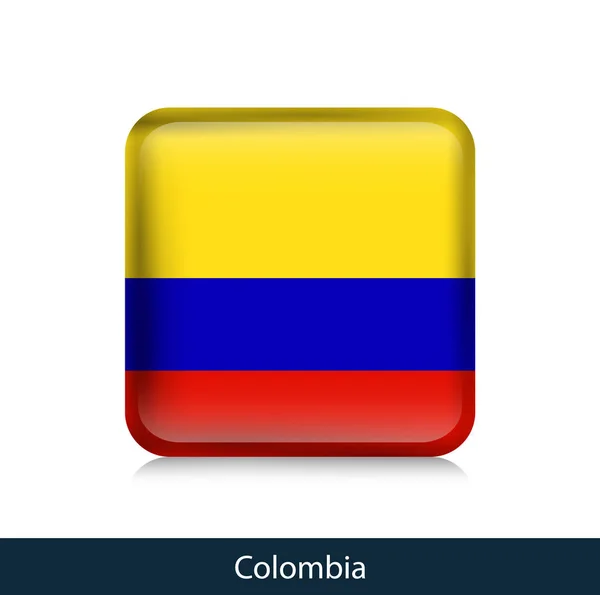 Bandera de Colombia - Insignia cuadrada brillante — Vector de stock