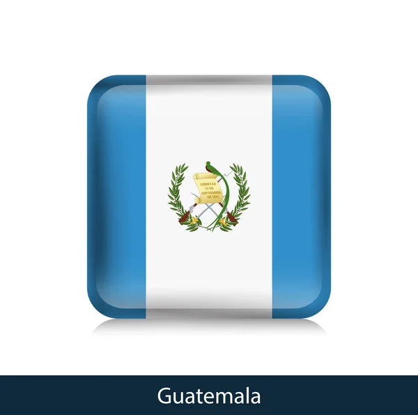 Flaga Gwatemali - kwadrat błyszczący znaczek — Wektor stockowy