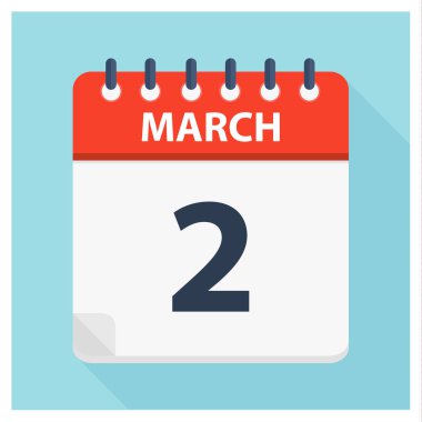 2 Mart - takvim simgesini - takvim tasarım şablonu