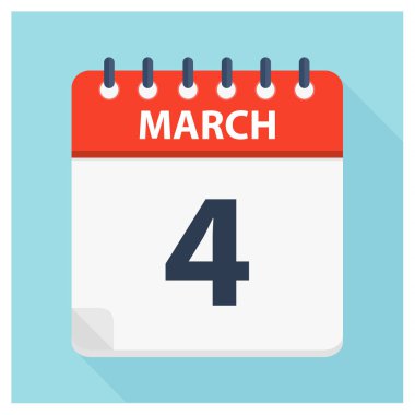 4 Mart - takvim simgesini - takvim tasarım şablonu