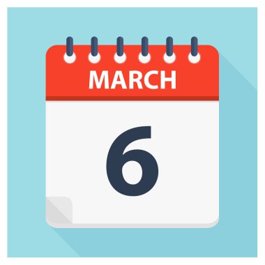 6 Mart - takvim simgesini - takvim tasarım şablonu