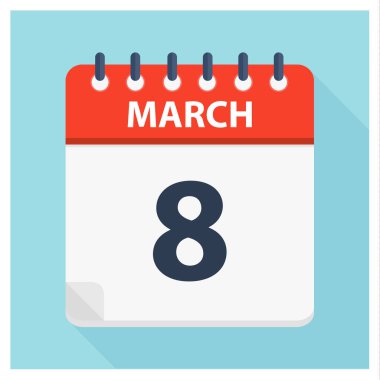 8 Mart - takvim simgesini - takvim tasarım şablonu