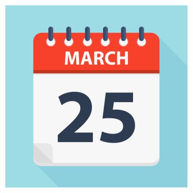 25 Mart - takvim simgesini - takvim tasarım şablonu