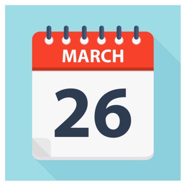 26 Mart - takvim simgesini - takvim tasarım şablonu