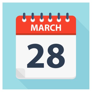28 Mart - takvim simgesini - takvim tasarım şablonu
