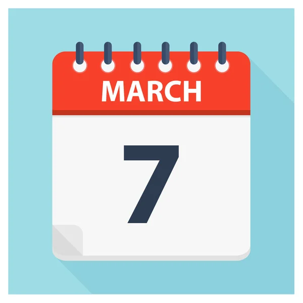 7. mars - Kalenderikon - Kalenderformemal – stockvektor
