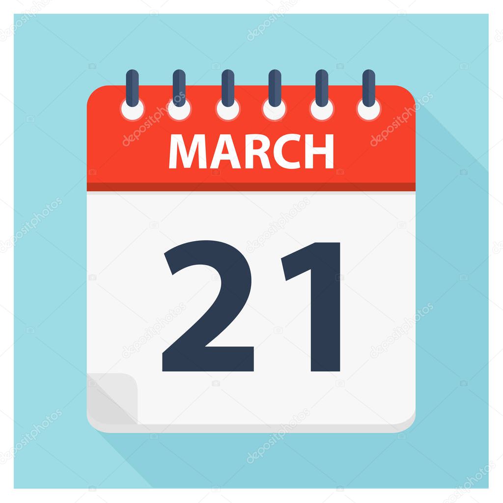 March 21 - Calendar Icon - Calendar design template