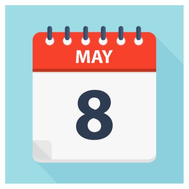 8 Mayıs - takvim simgesini - takvim tasarım şablonu