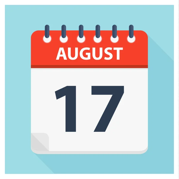 17 Αυγούστου-εικονίδιο ημερολογίου-πρότυπο σχεδίασης ημερολογίου — Διανυσματικό Αρχείο