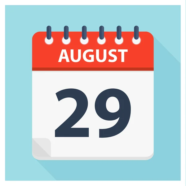 29. August - Kalendersymbol - Kalenderentwurf-Vorlage — Stockvektor