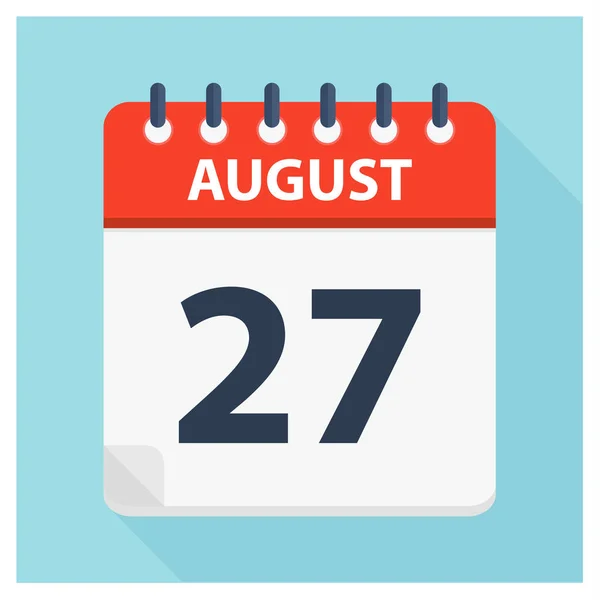 27. August - Kalendersymbol - Kalenderentwurf-Vorlage — Stockvektor
